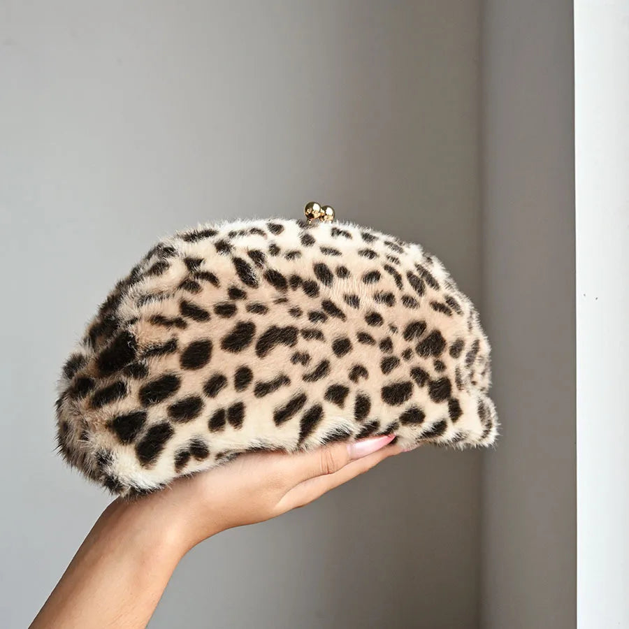 Leopard-Print Plush Clutch