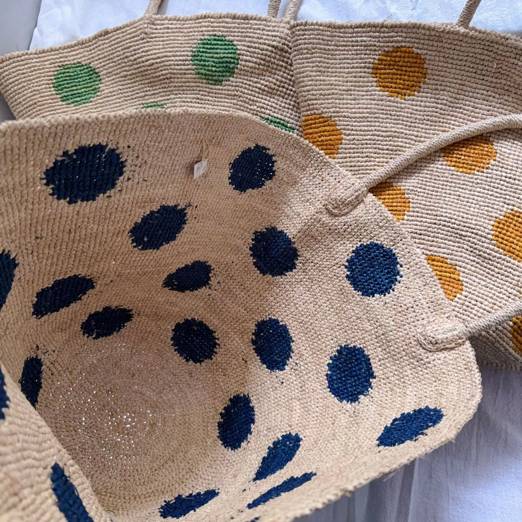 Woven Polka-Dot Tote Bag
