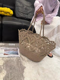 Floral Open-Weave Shoulder Bag