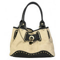 Buckle Trim Woven Tote Bag
