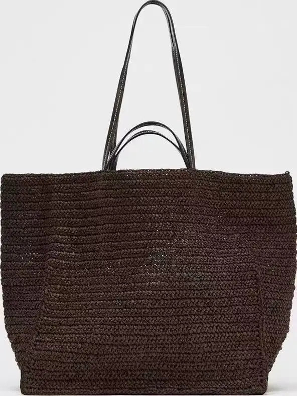 Woven Double-Handle Tote Bag