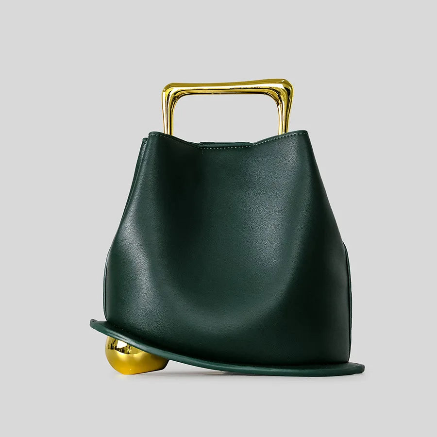 Rectangular-Handle Sculpted Handbag