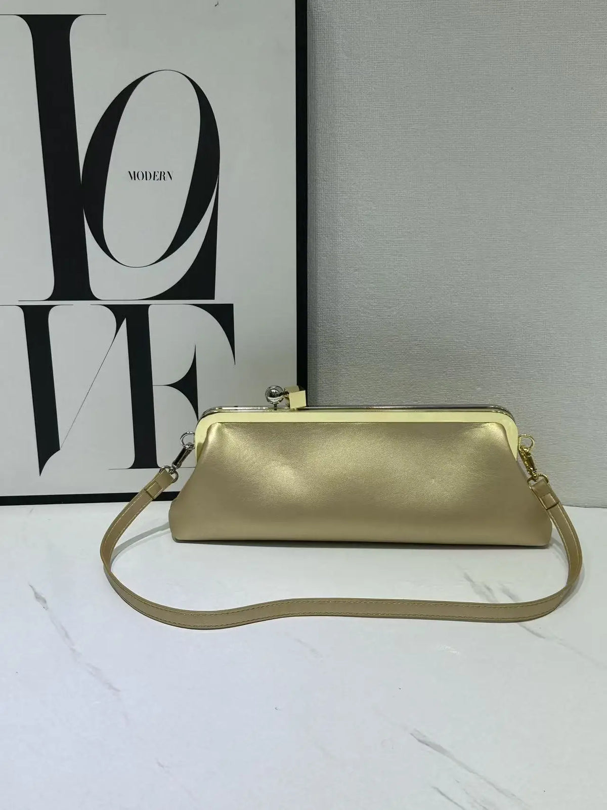 Croc-Embossed Frame Shoulder Bag