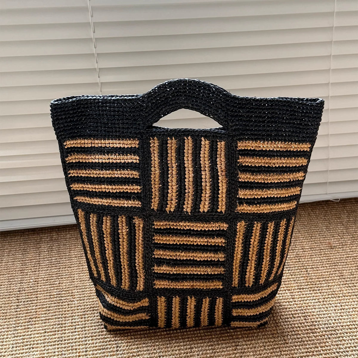 Geometric Woven Tote Bag