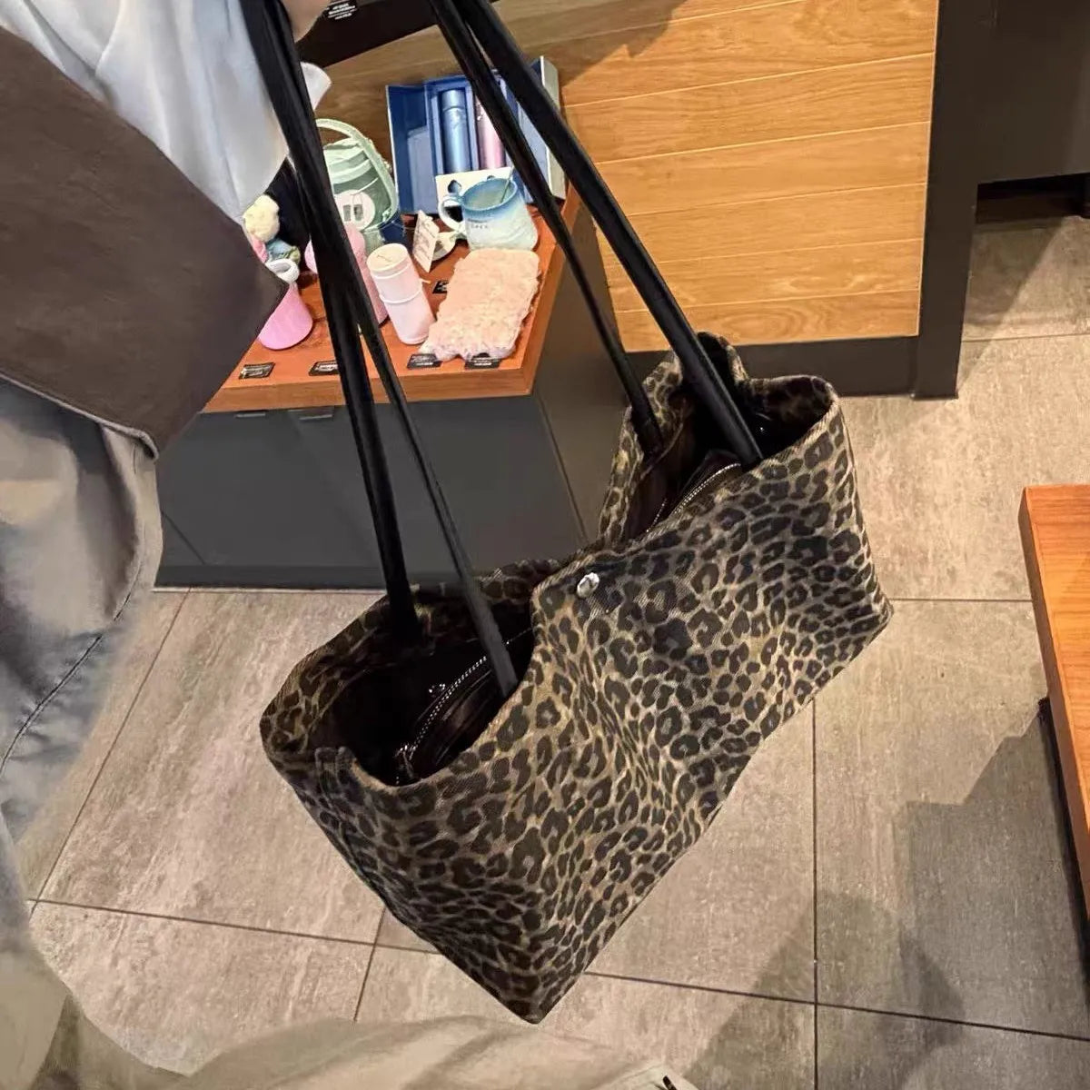 Leopard-Print Shoulder Tote