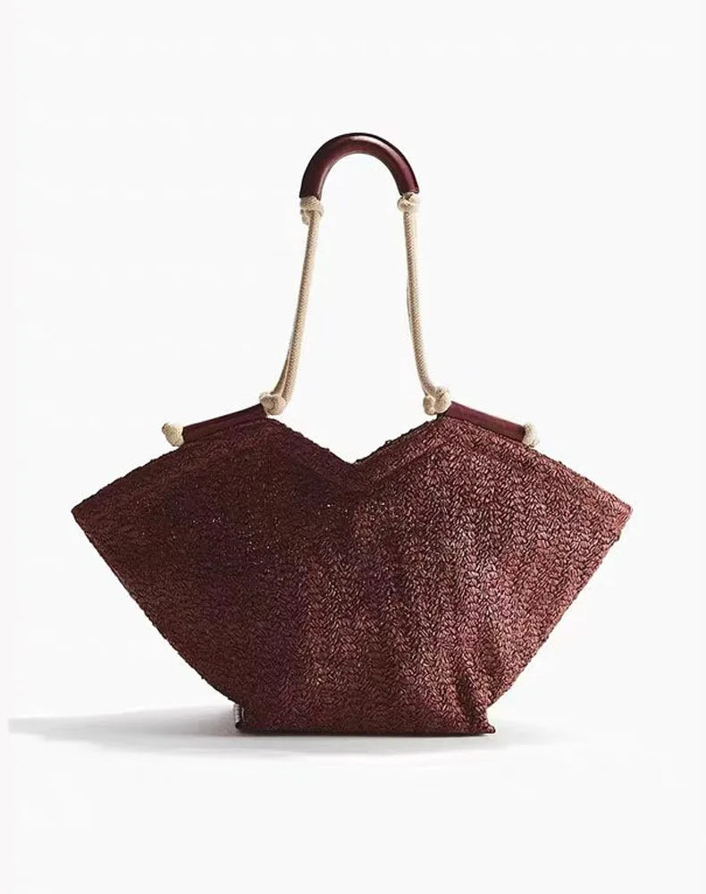 Woven Fan-Shaped Shoulder Bag
