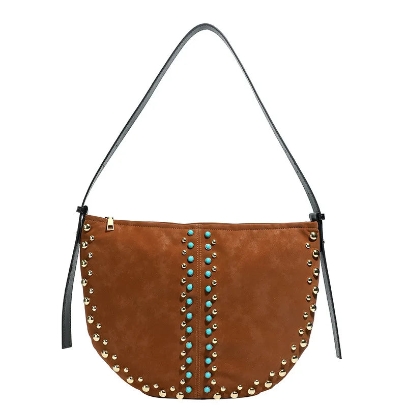 Embellished Crescent Shoulder Bag