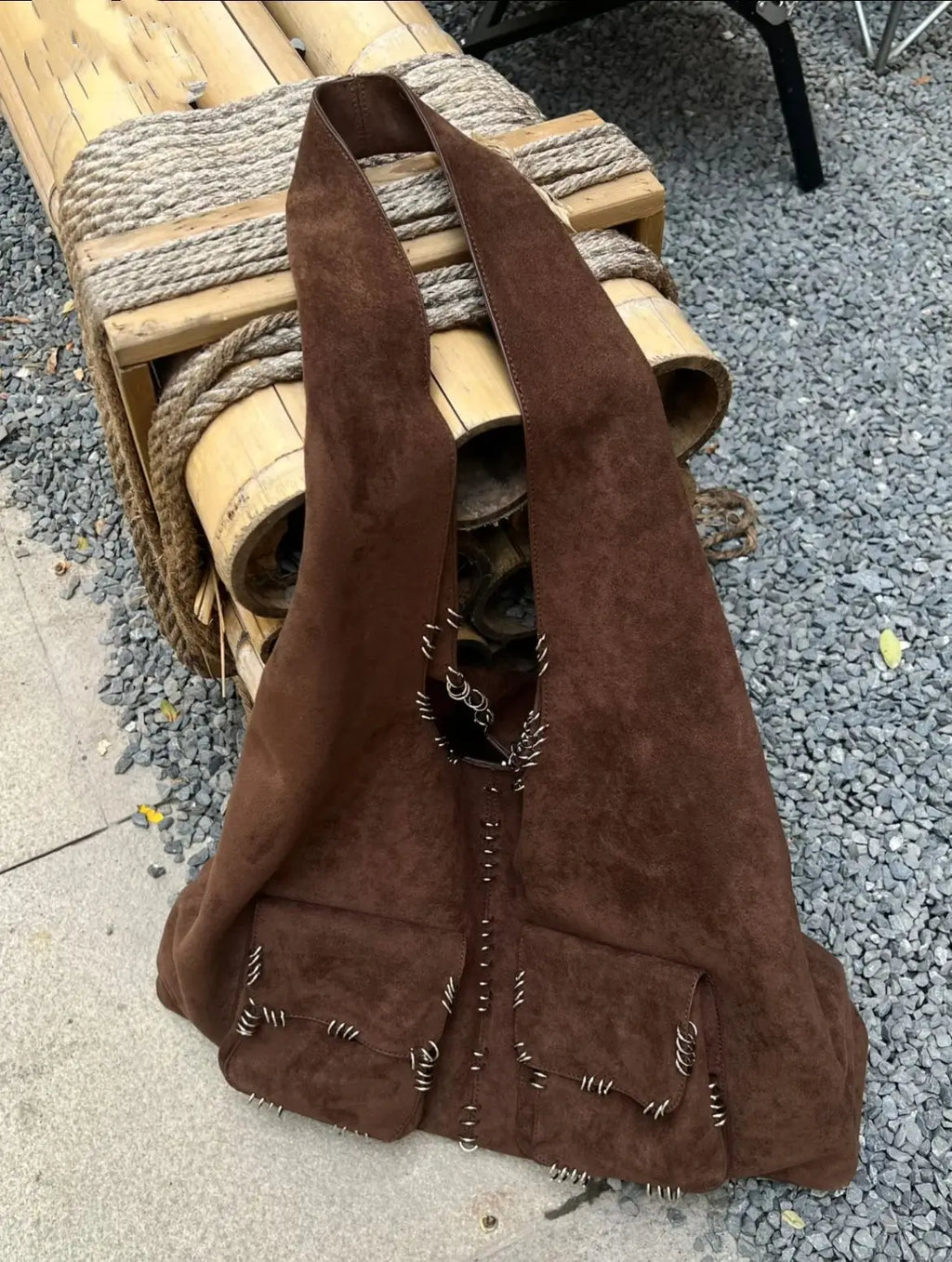 Studded Pocket Shoulder Tote