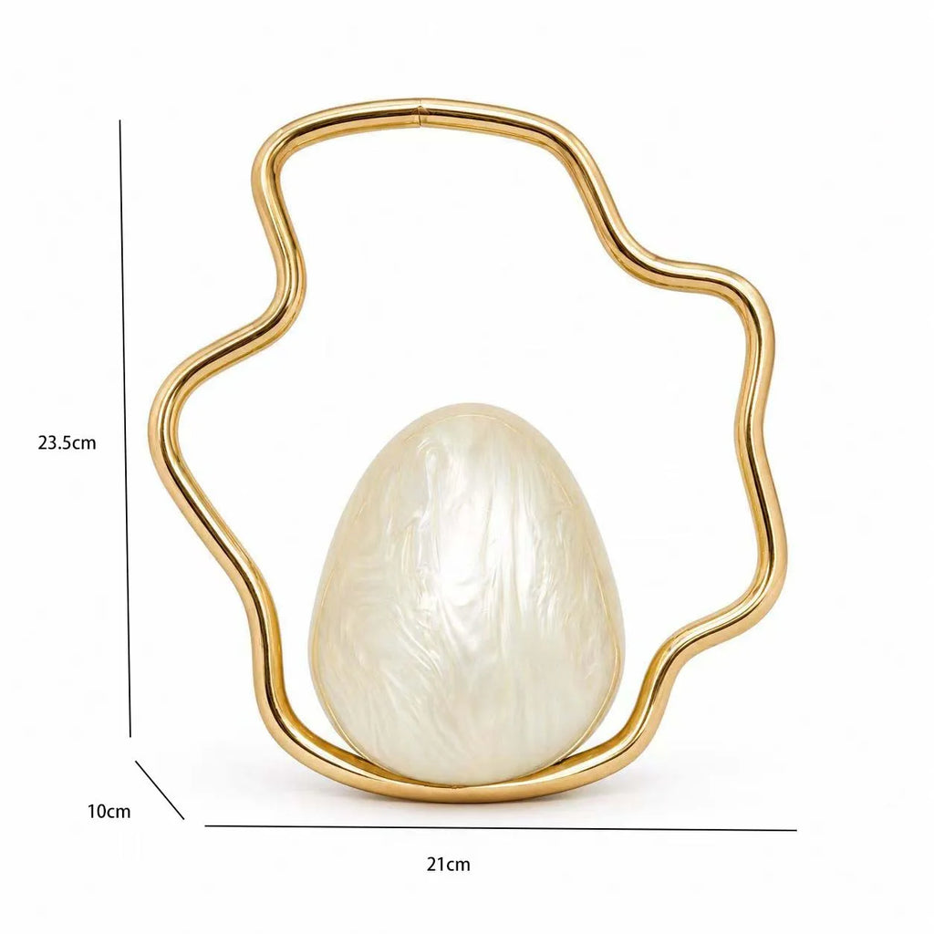 Wave-Handle Egg Clutch Bag
