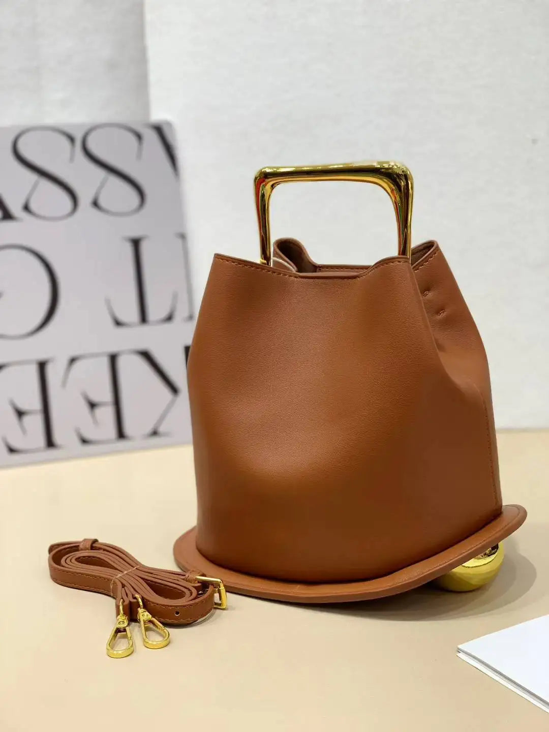 Frame-Handle Bucket Bag