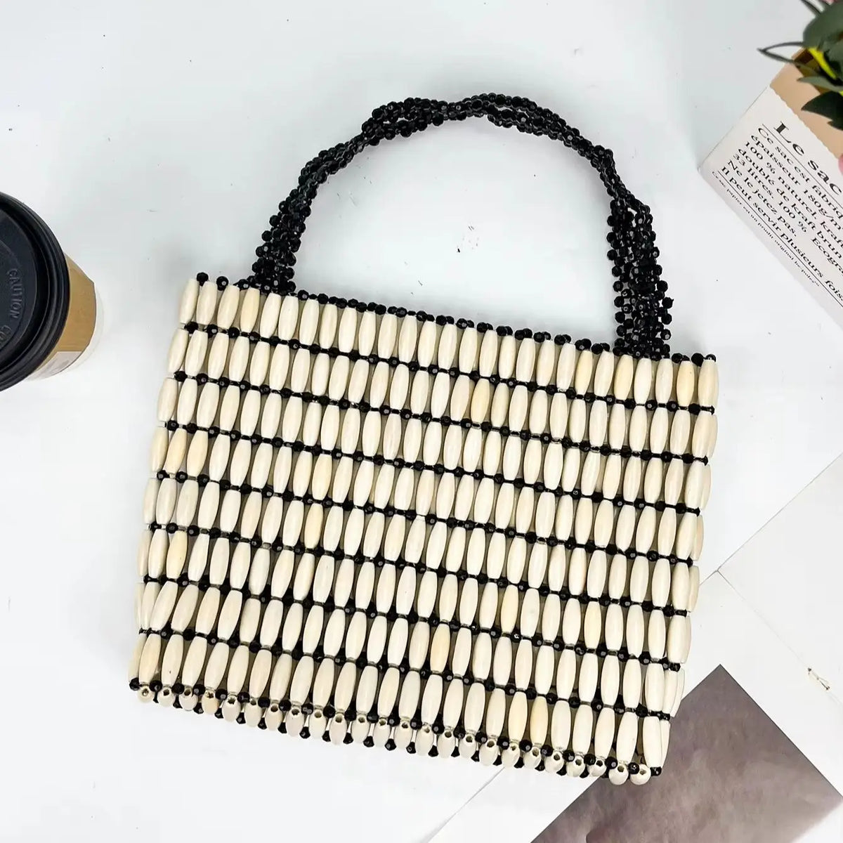 Beaded Rectangular Tote Bag