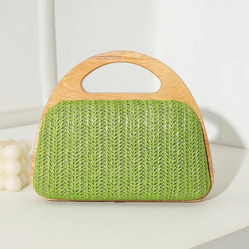 Cutout-Handle Woven Clutch
