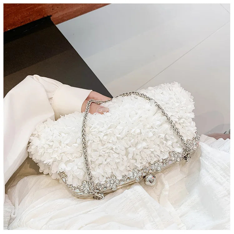Floral-Texture Frame Clutch