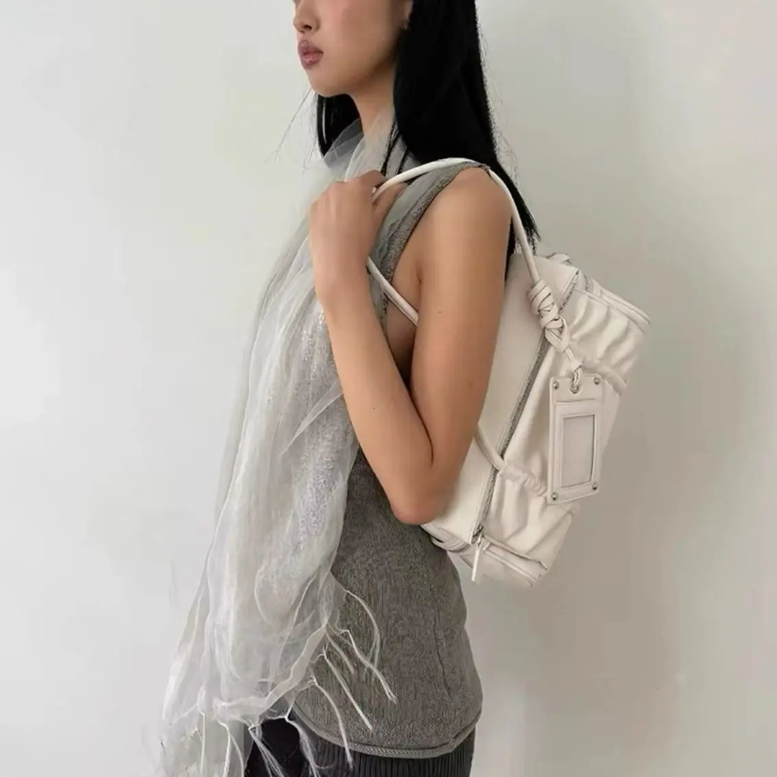 Ruched Pocket Shoulder Bag