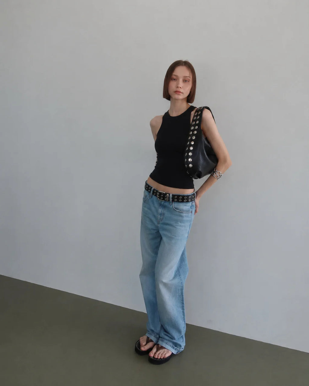 Studded Hobo Shoulder Bag