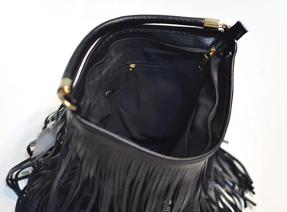 Fringed Hobo Shoulder Bag