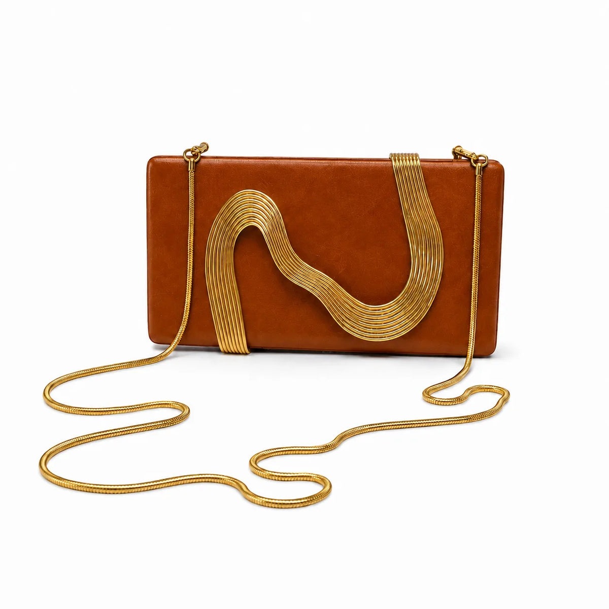 Wave-Trim Box Clutch Bag