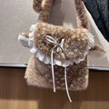 Ruffle-Trim Plush Crossbody Bag