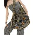 Studded Heart Patch Shoulder Bag