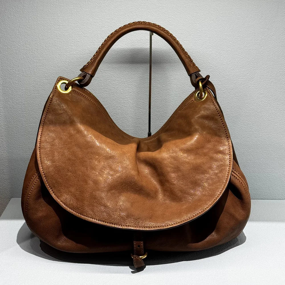 Curved Two-Tone Hobo Bag