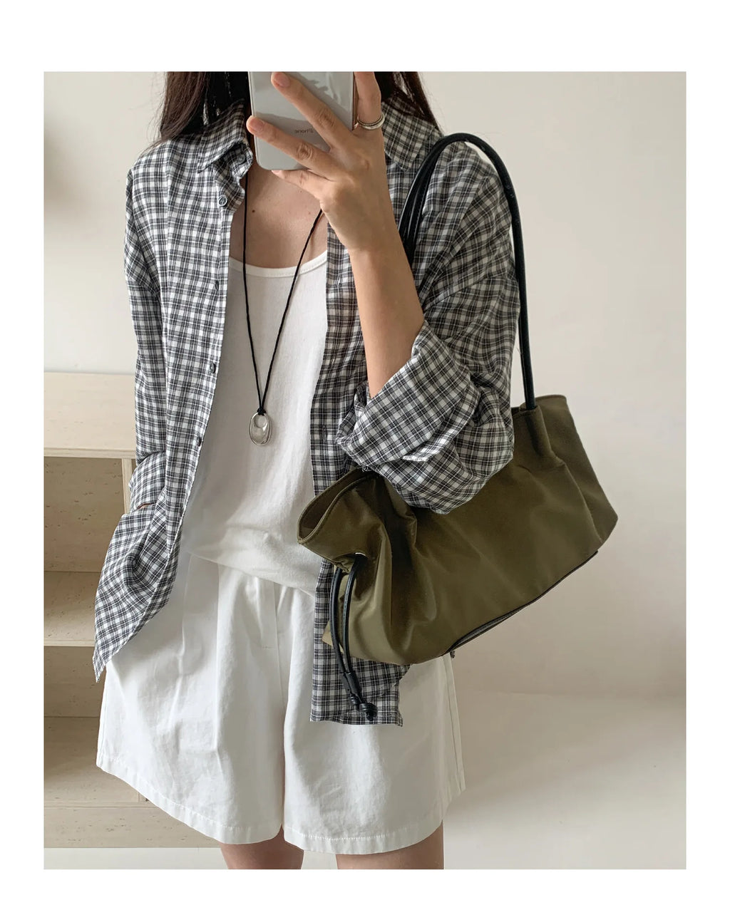 Drawstring Slouchy Shoulder Bag
