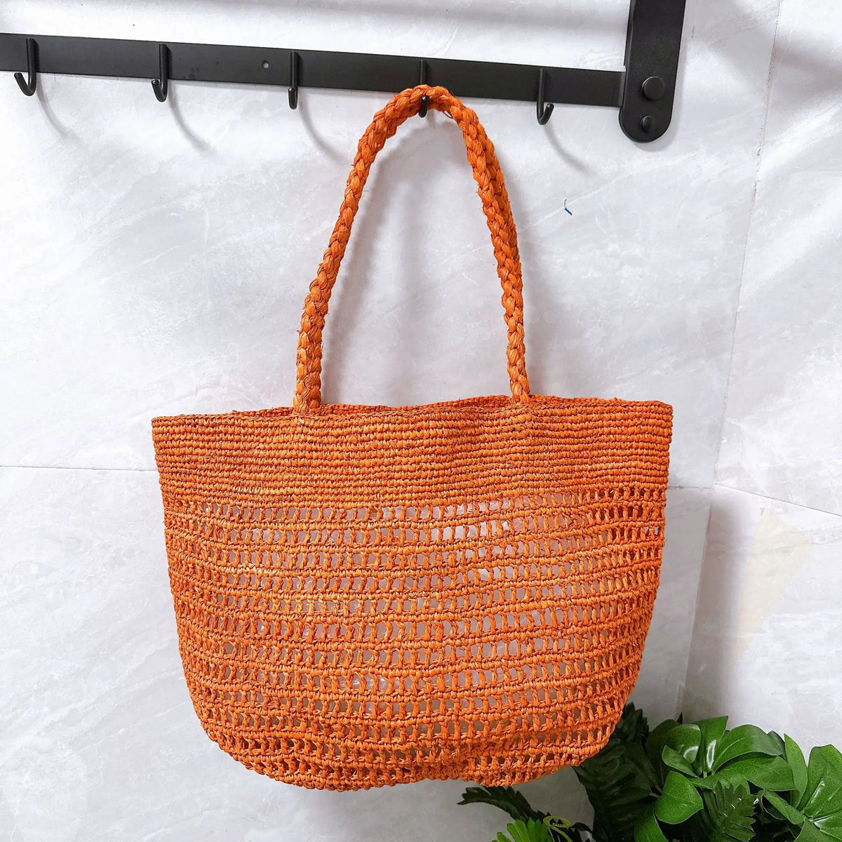Openwork Woven Shoulder Tote