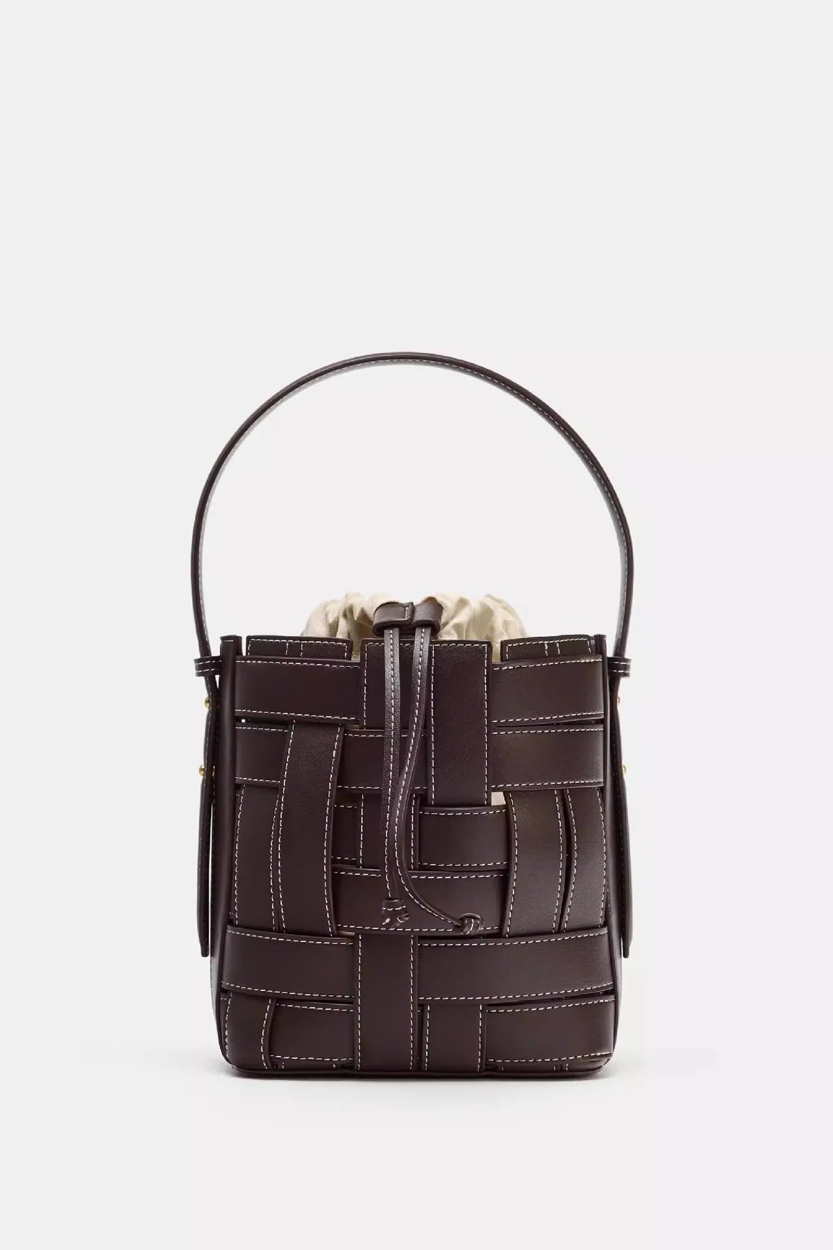 Wide-Weave Bucket Handbag