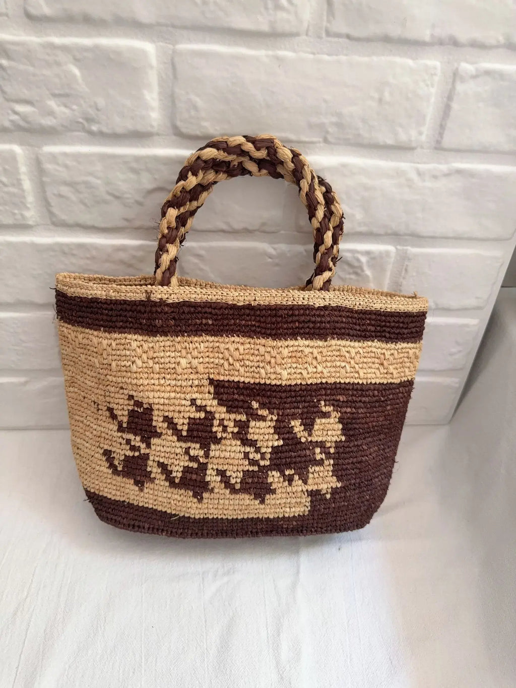 Patterned Woven Basket Tote