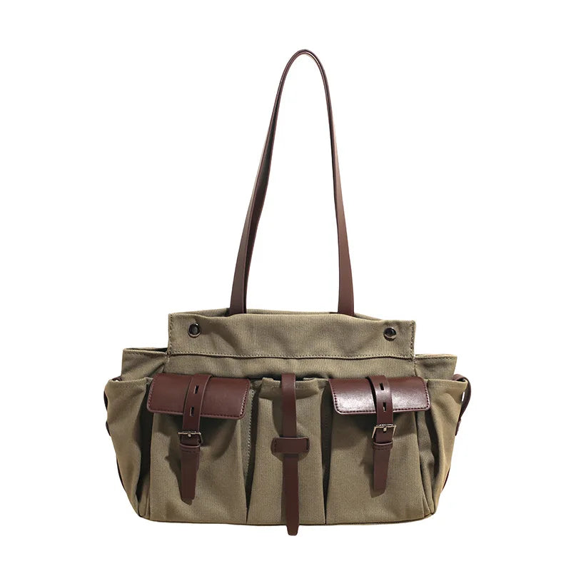 Multi-Pocket Shoulder Tote Bag