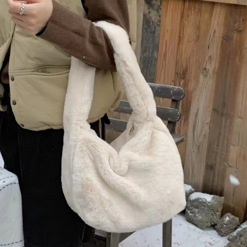 Plush Hobo Shoulder Bag