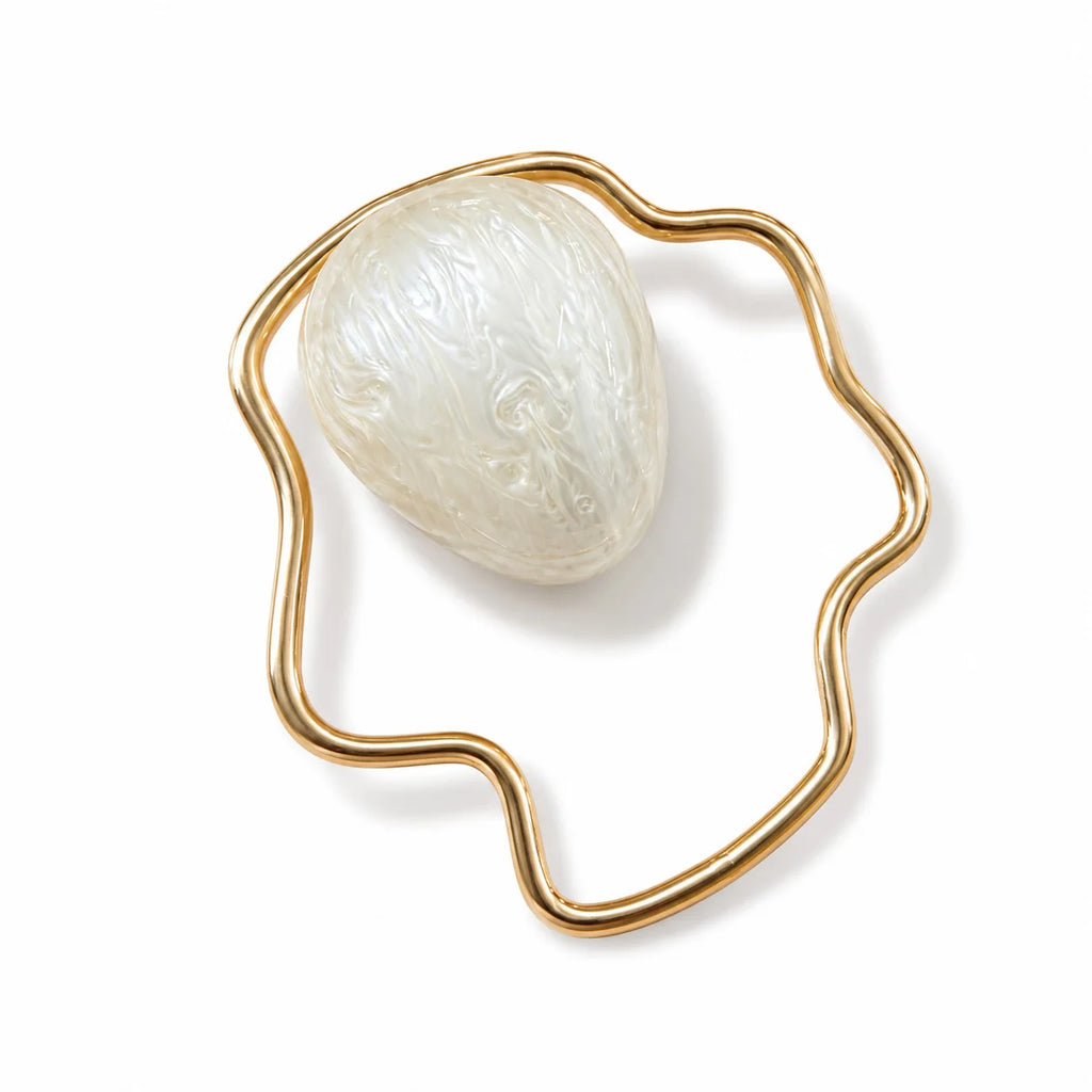 Wave-Handle Egg Clutch Bag