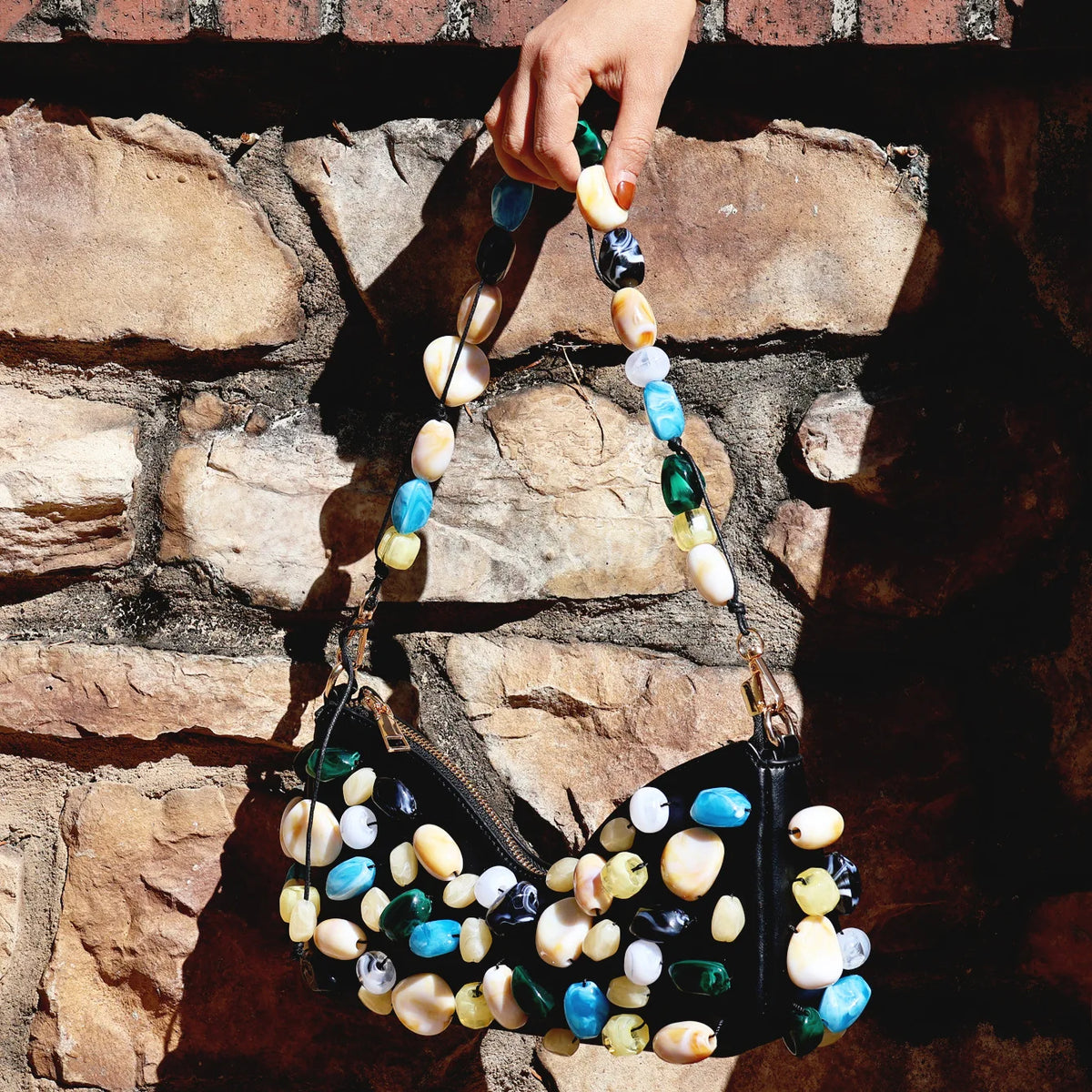 Oval-Embellished Shoulder Bag