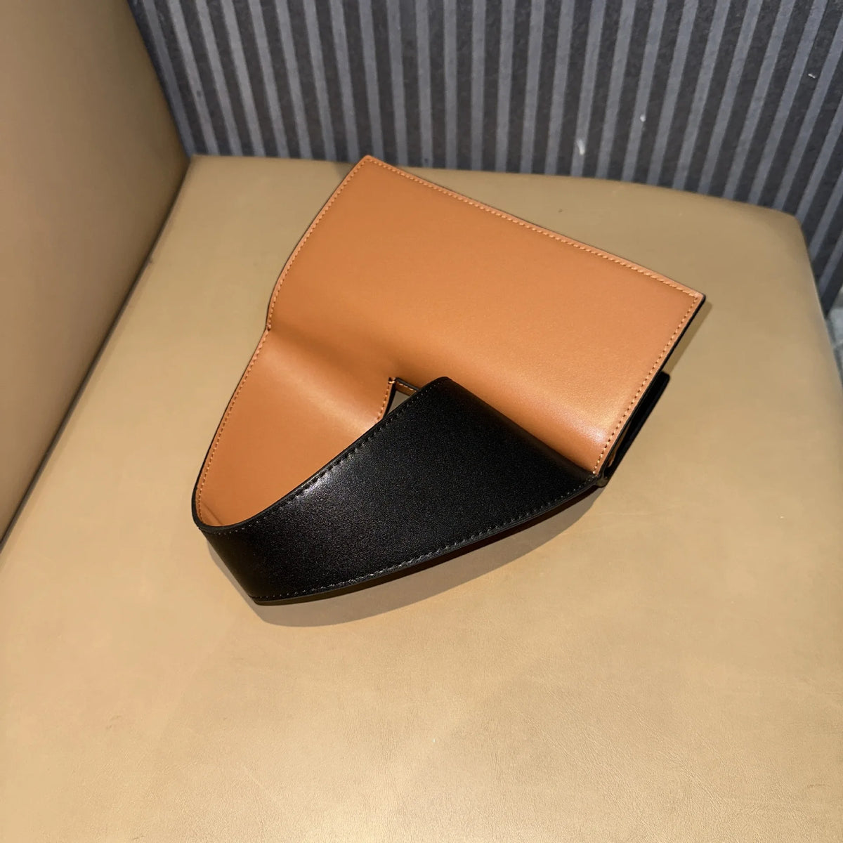 Triangular-Handle Structured Handbag