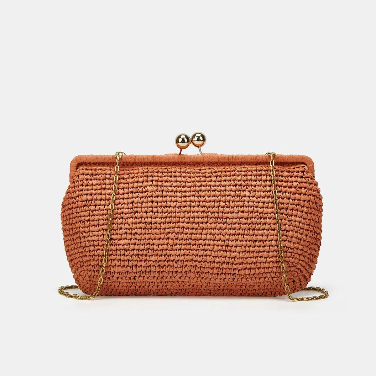 Woven Kiss-Lock Chain Bag