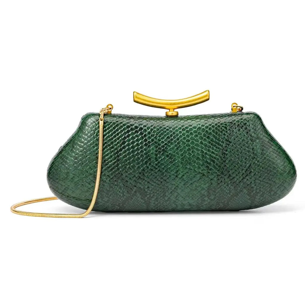 Snake-Effect Frame Evening Clutch