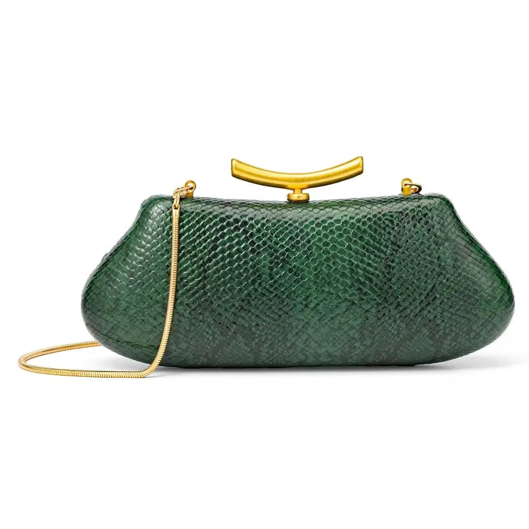 Snake-Effect Frame Evening Clutch