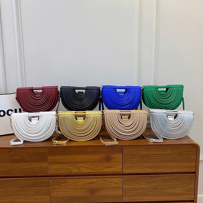 Ribbed Half-Moon Clutch Bag