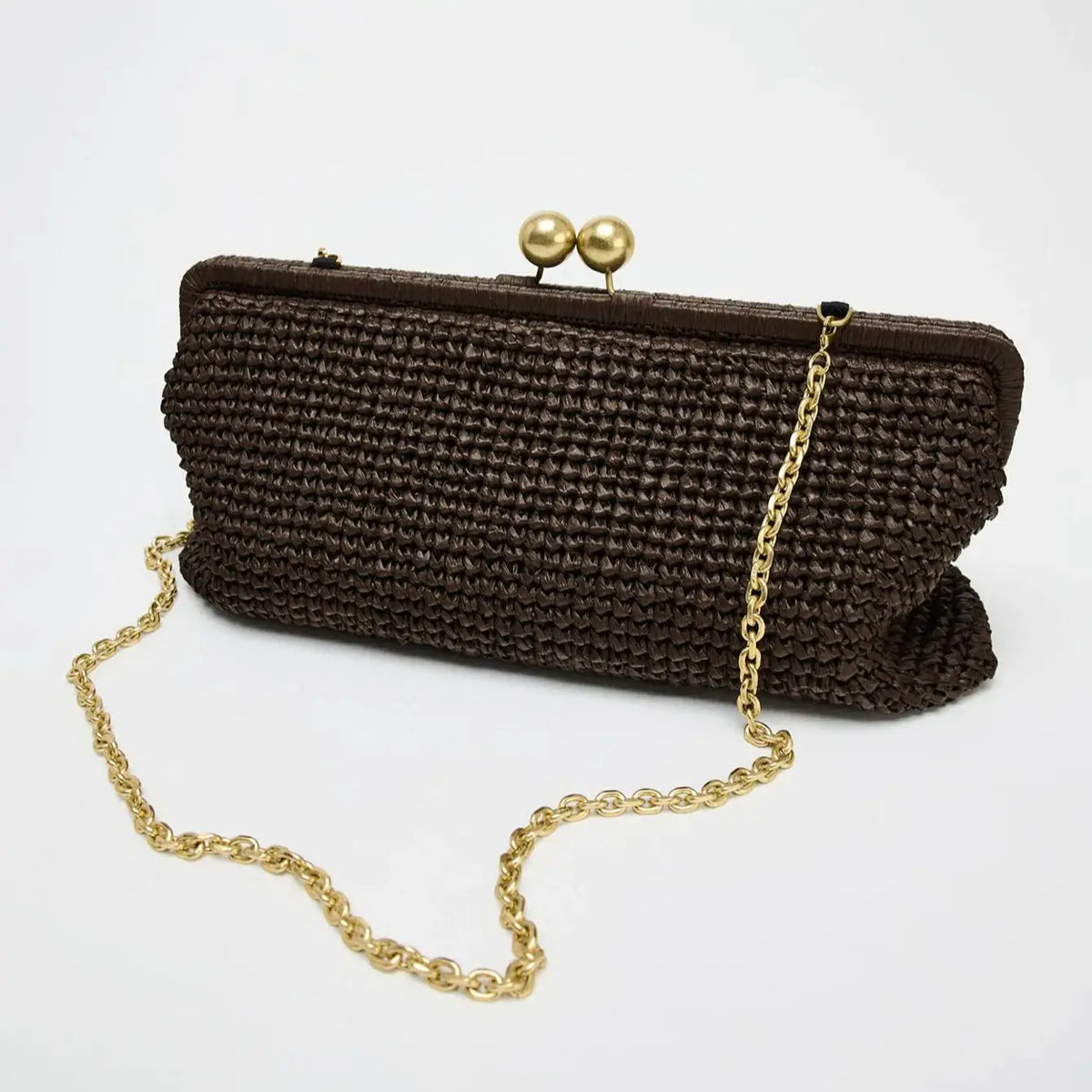 Woven Kiss-Lock Clutch