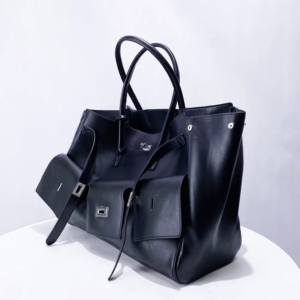 Pocketed Winged Tote Bag