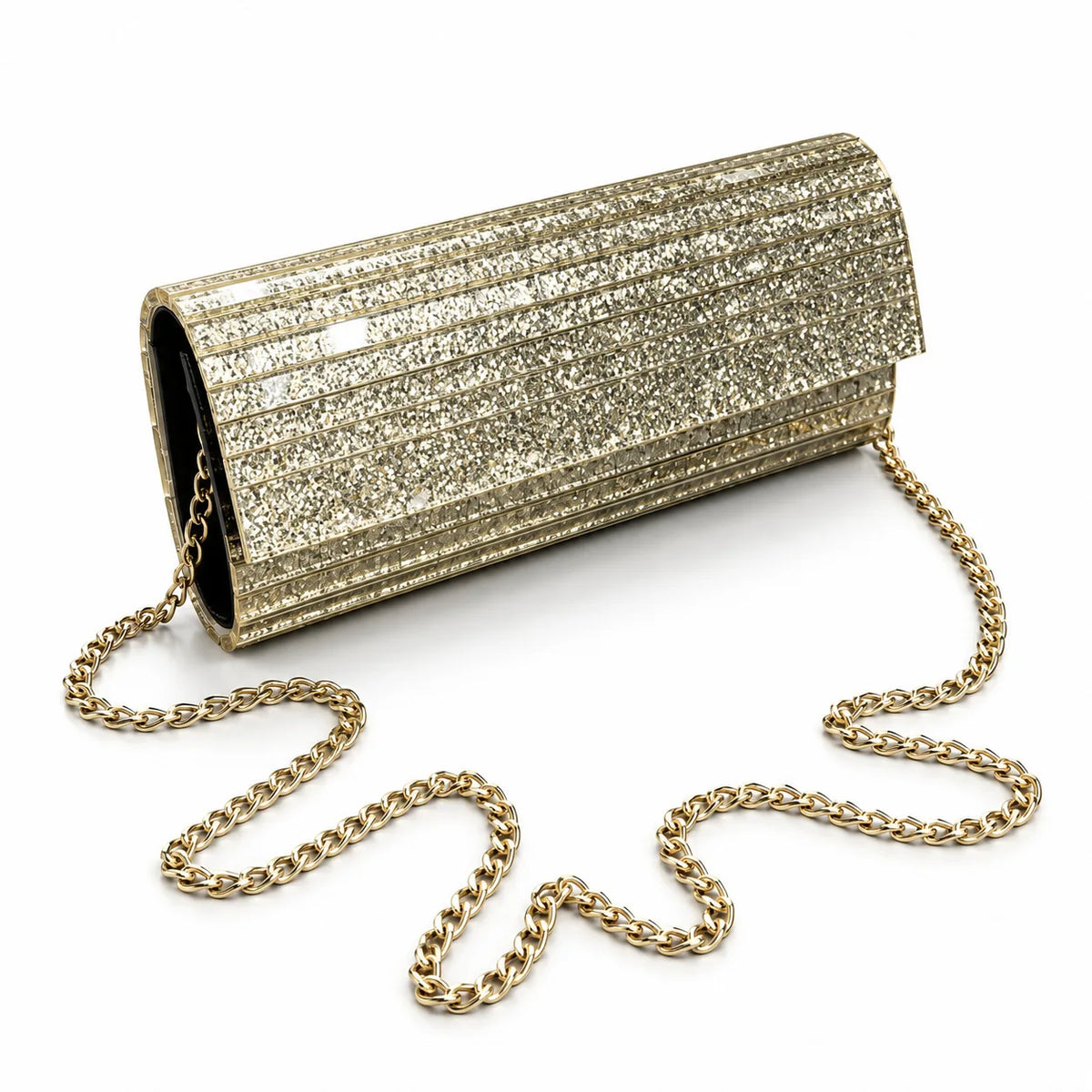 Glitter Striped Box Clutch