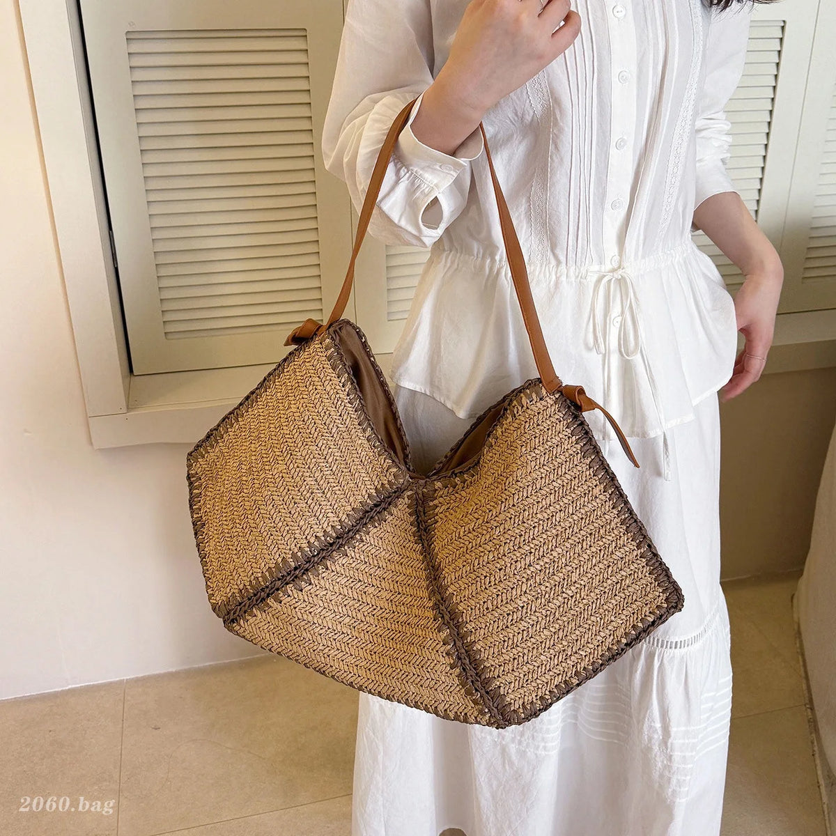 Geometric Woven Tote Bag
