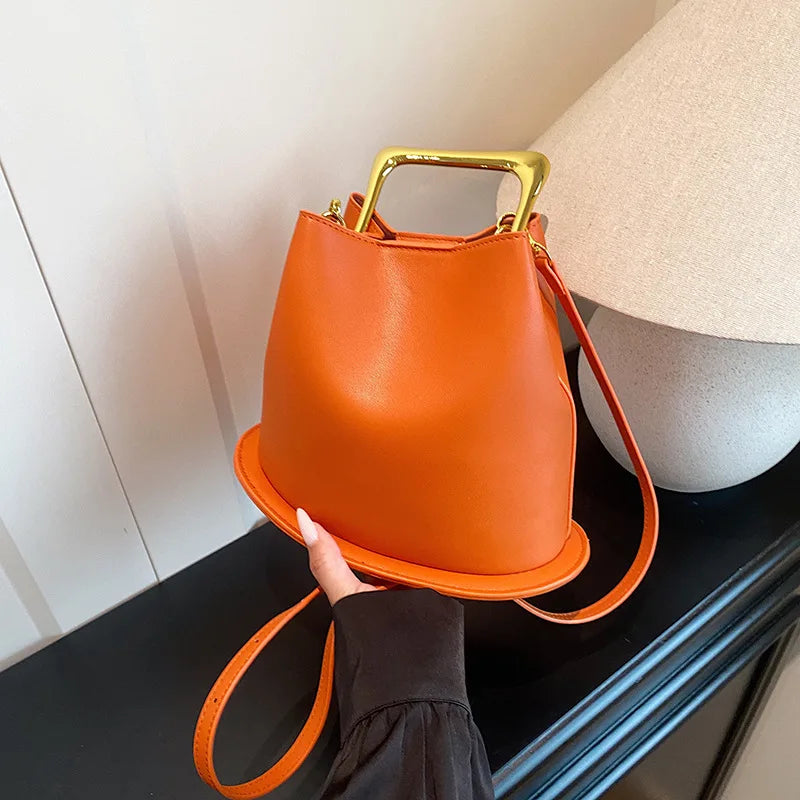 Frame-Handle Bucket Bag