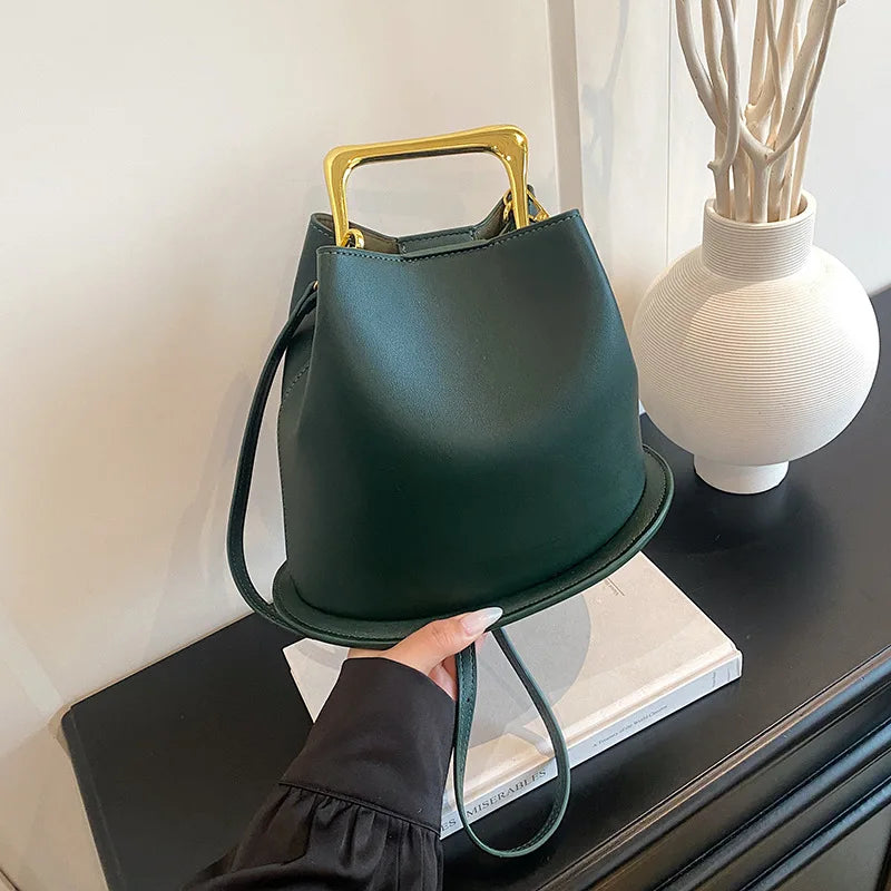 Frame-Handle Bucket Bag