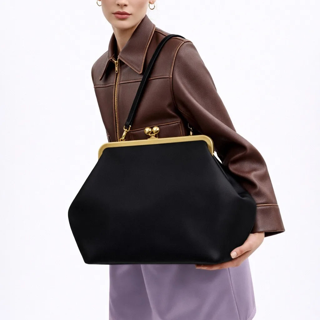 Folded Kiss-Lock Clutch Bag