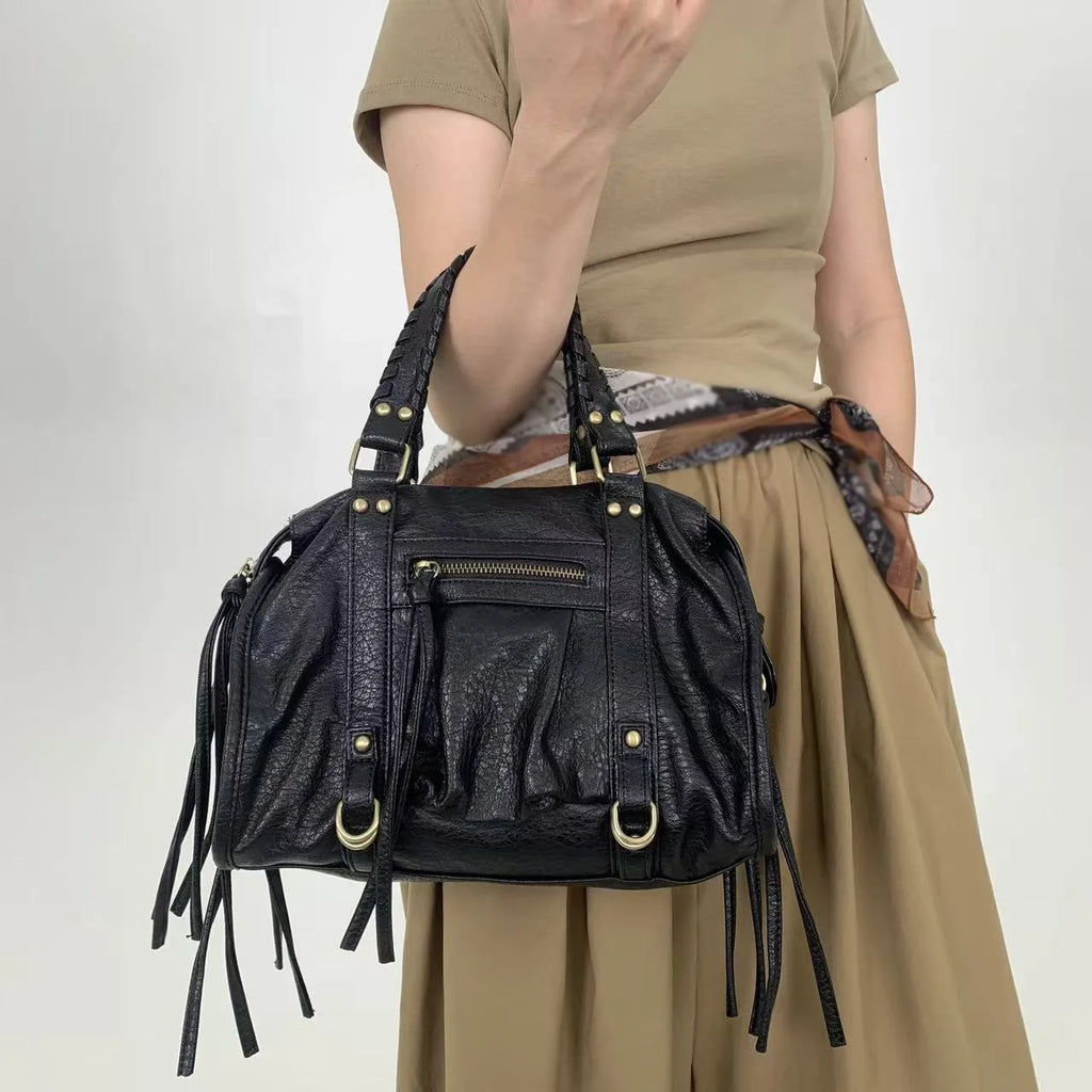 Fringed Pocket Shoulder Bag