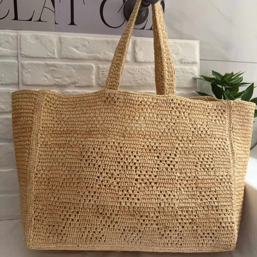 Wide Woven Tote Bag