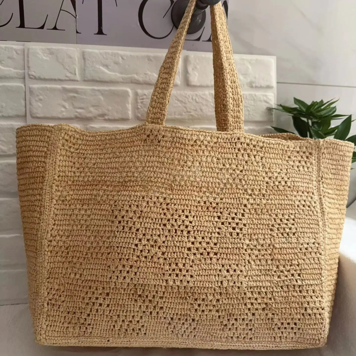 Wide Woven Tote Bag