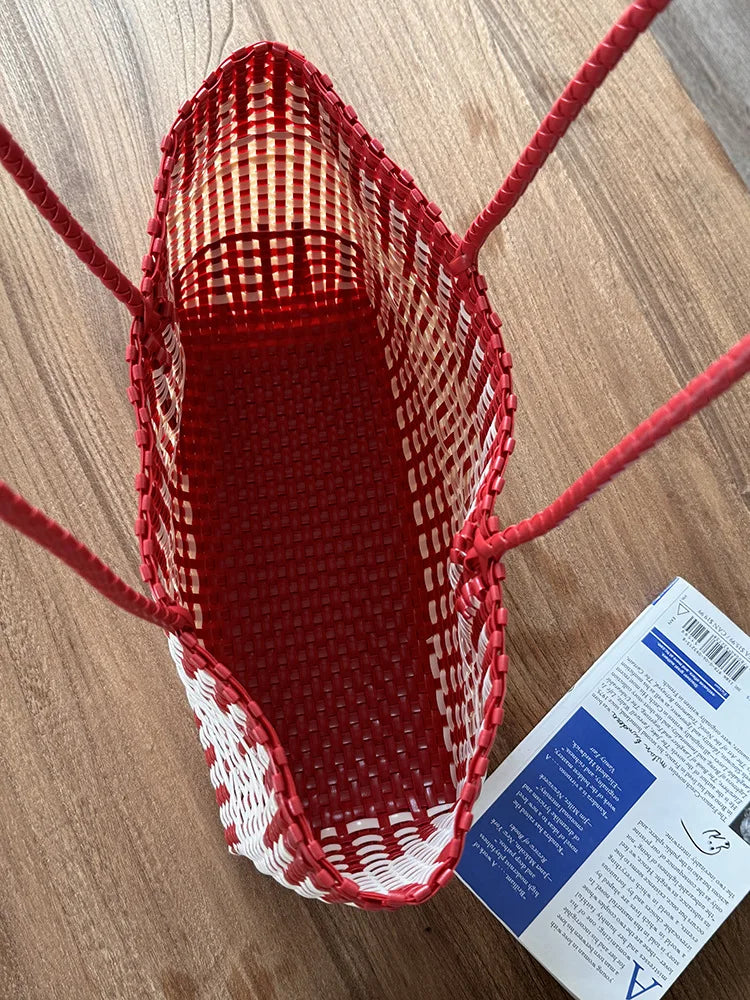 Patterned Woven Basket Bag