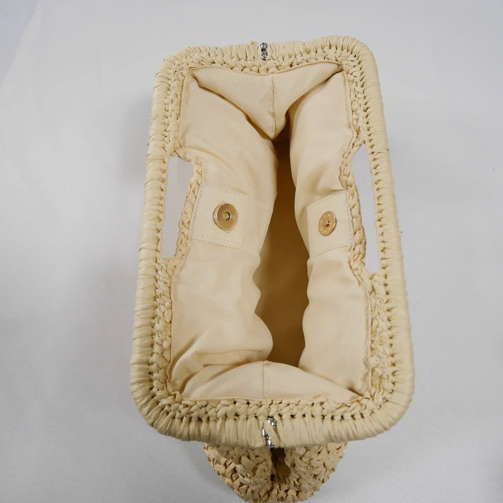Woven Cutout-Handle Handbag