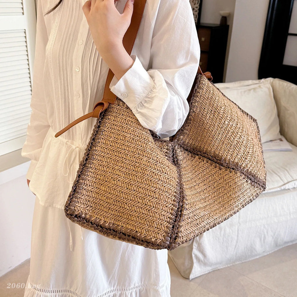 Geometric Woven Tote Bag